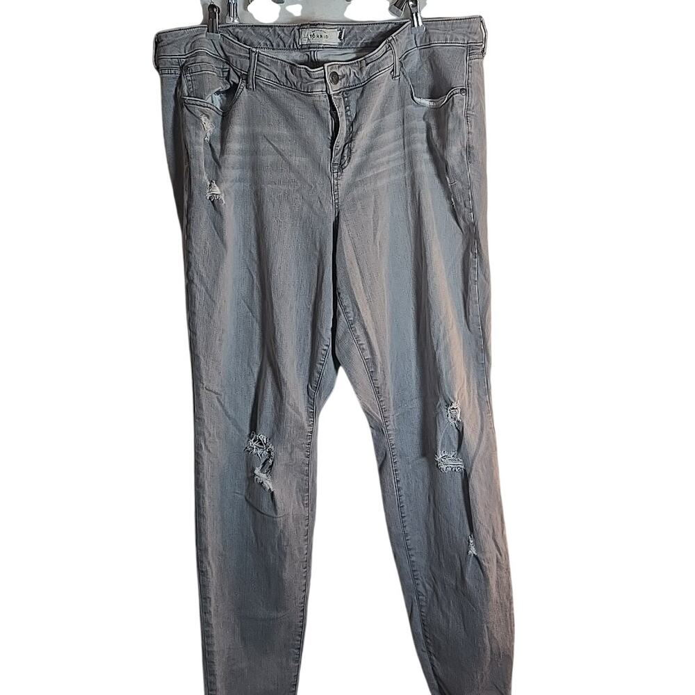 Torrid Skinny Plus 24XT Destructed Distressed Jean Light Gray Casual School
